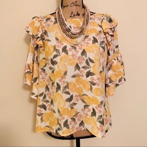 June & Hudson women’s blouse ivory and yellow